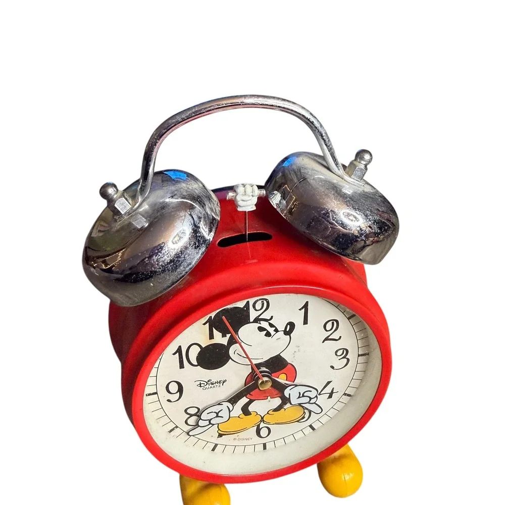 Disney Mickey Mouse Red Retro Twin Bell Alarm Clock *Parts only,‎ does not work*